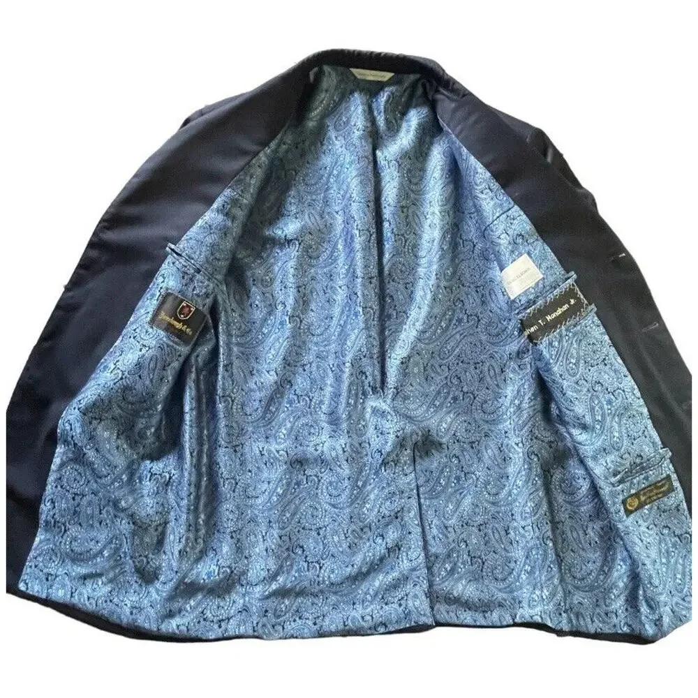 Samuelsohn Gable Suit Jacket Mens 48 R Navy Loro Piana Extreme S120s Wool Modern
